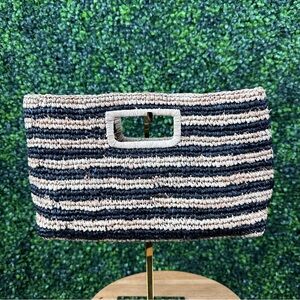 Nwt J crew Striped Woven Tote Bag - Black and Tan